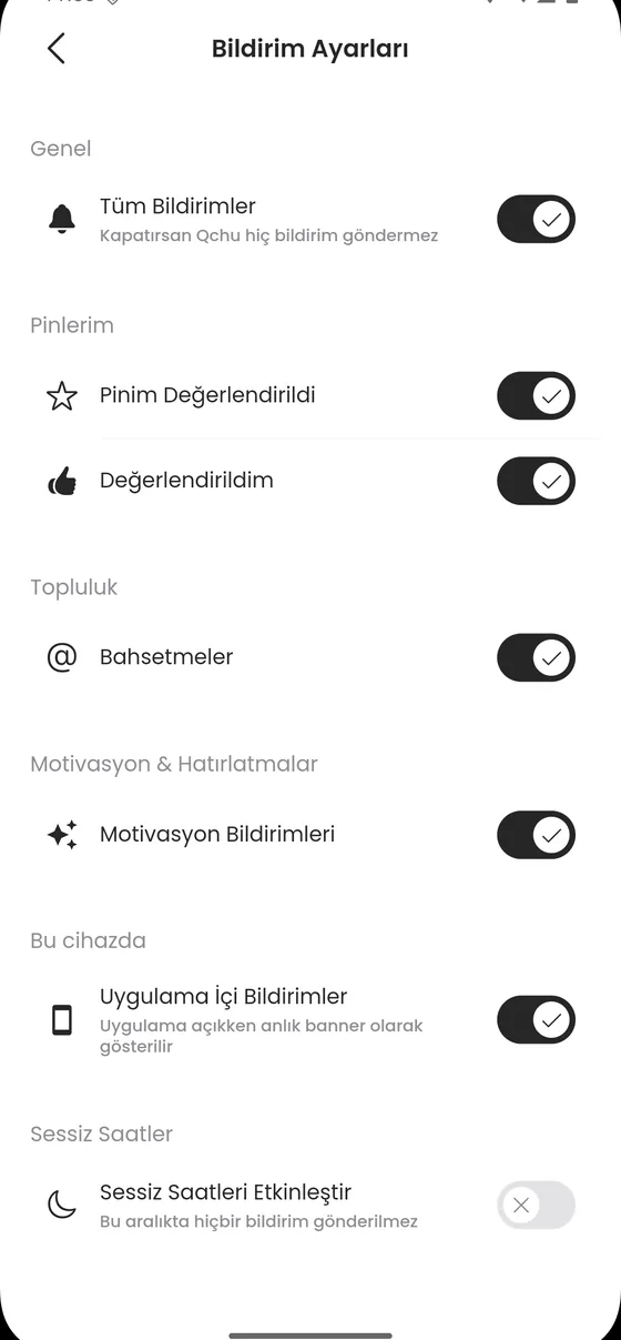 Bildirim Ayarlari ekrani