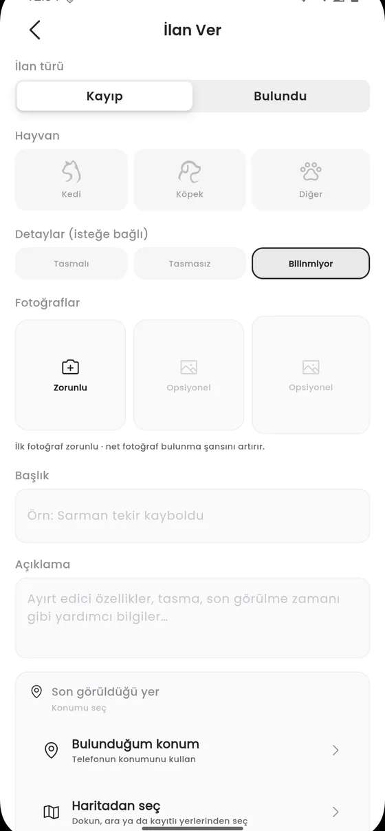 Kayip ilan formu